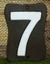 Keramik-Hausnummernschild – Ziffer 7 – 9 x 13 cm – getöpfert mit aufgesetzter Ziffer