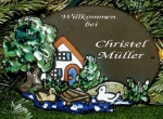 Töpfer-Türschild – Haus am Wasser mit Entenpaar - 22 x 15,5 cm – Flachbild - aufwändige, tolle Töpferarbeit