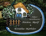 Töpfer-Türschild – Haus mit Zaun – 23 x 16,5 cm – Reliefbild – sehr aufwändige Handarbeit