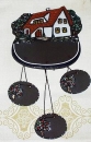 Töpfer-Türschild – Haus mit Erker – 3 Anhänger – 18 x 30 cm – Reliefbild – aufwändige Handarbeit