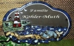 Töpfer-Türschild – Seehunde-Paar mit Kind – Seehund-Familie – 22,5 x 14 cm – Reliefbild – sehr aufwändige Handarbeit