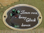 Töpfer-Türschild – Kleeblatt mit Marienkäfer – 18,5 x 12,5 - Reliefbild – sehr aufwändige Handarbeit