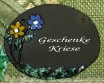 Töpfer-Türschild – Blumenpärchen – zwei Blüten – 14 x 11,5 cm – Reliefbild – sehr aufwändige Handarbeit