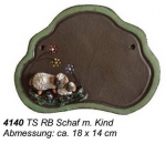 Töpfer-Türschild – Schaf mit Kind – 18 x 14 cm – Reliefbild – aufwändige Handarbeit