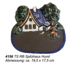 Töpfer-Türschild – Spitzhaus mit Hund – 19,5 x 17,5 cm – Reliefbild – sehr aufwändige Handarbeit