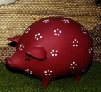 Sparschwein mit Blümchen – mit hochwertigem Metallschloss und Schlüssel - 17 x 10,5 cm – Bemalung nach Ihren Wünschen – Handarbeit