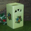 Keramik-Duftlampe – gelb - mit Blüten-Motiven – inkl. Duftöl – Handarbeit – Unikat