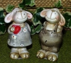 Keramik - Schäfchen - 2er-Set - handbemalt - je 8 cm hoch