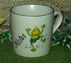 Keramik-Tasse  - Becher mit Wunschtext – Motiv: 2 x Frosch
