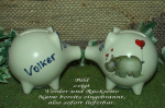 Sparschwein mit Stopfen – 10 x 8,5 x 8,5 cm - Nilpferdmotiv – fester Name: Volker