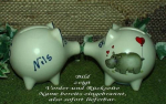 Sparschwein mit Stopfen – 10 x 8,5 x 8,5 cm - Nilpferdmotiv – fester Name: Nils