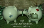 Sparschwein mit Stopfen – 10 x 8,5 x 8,5 cm - Nilpferdmotiv – fester Name: Kai