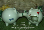 Sparschwein mit Stopfen – 10 x 8,5 x 8,5 cm - Nilpferdmotiv – fester Name: Ute