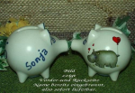 Sparschwein mit Stopfen – 10 x 8,5 x 8,5 cm - Nilpferdmotiv – fester Name: Sonja