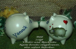 Sparschwein mit Stopfen – 10 x 8,5 x 8,5 cm - Nilpferdmotiv – fester Name: Yannik
