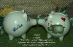 Sparschwein mit Stopfen – 10 x 8,5 x 8,5 cm - Nilpferdmotiv – fester Name: Ulrike