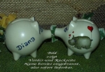 Sparschwein mit Stopfen – 10 x 8,5 x 8,5 cm - Nilpferdmotiv – fester Name: Diana