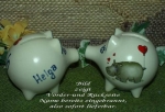 Sparschwein mit Stopfen – 10 x 8,5 x 8,5 cm - Nilpferdmotiv – fester Name: Helga