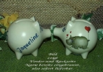 Sparschwein mit Stopfen – 10 x 8,5 x 8,5 cm - Nilpferdmotiv – fester Name: Jaqueline