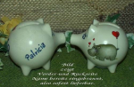 Sparschwein mit Stopfen – 10 x 8,5 x 8,5 cm - Nilpferdmotiv – fester Name: Patricia