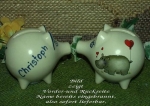 Sparschwein mit Stopfen – 10 x 8,5 x 8,5 cm - Nilpferdmotiv – fester Name: Christoph