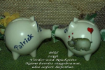 Sparschwein mit Stopfen – 10 x 8,5 x 8,5 cm - Nilpferdmotiv – fester Name: Patrick