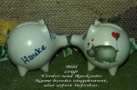 Sparschwein mit Stopfen – 10 x 8,5 x 8,5 cm - Nilpferdmotiv – fester Name: Hauke