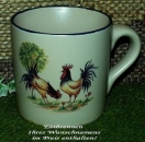 Keramik-Tasse  - Becher mit Wunschtext – Motiv: 1 x Hähne – Cockerel
