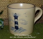 Keramik-Tasse - Becher mit Wunschname – Motiv: 1 x Leuchtturm