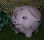 Sparschwein - 11 cm lang - 9,5 cm hoch – mit Schloss - Schrühware