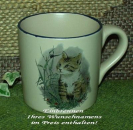 Keramik-Tasse  - Becher mit Wunschname – Motiv: 1 x Katze – 75 mm