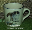 Keramik-Tasse  - Becher mit Wunschname – Motiv: 1 x Katze