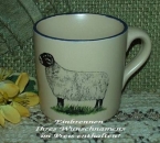 Keramik-Tasse - Becher mit Wunschname – Motiv: 1 x Schaf – Lamm – Schwarzkopf