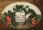 Keramik-Türschild – Garten-Motiv  – 14,8 x 10,5 cm – Handarbeit