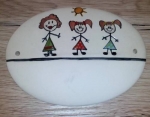 Keramiktürschild - Strichmännchen - Mutter - 2 Mädchen