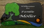 Keramik-Türschild – Sommertag  – ca. 20,5 x 12,5 cm – Schriftfeld schwarzbraun – getöpferte Handarbeit