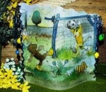 Folien-Windlicht – Janosch – Motiv auf beiden Seiten: Fußballspiel – 27 x 29,5 cm