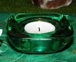 Glas-Teelichthalter - Quader – grün – 8 x 8 x 3,5 cm