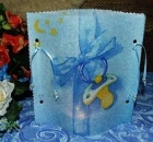 Lantern made of laminated motif for tealight - Schnuller - blau