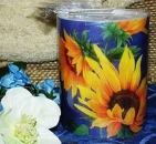 Windlicht / Kerze - große Sonnenblume