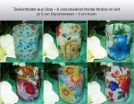 Glas-Teelichthalter - 6er-Set - verschiedene florale Muster – statt 9,95 €