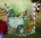 Lantern made of laminated motif for tealight - Spielende Katzen