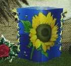 Lantern made of laminated motif for tealight -  Sonnenblume