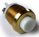Klingelknopf – Messing – Knopf 18 mm – Bohrung 15 mm – Korpus goldfarben – Knopf weiß