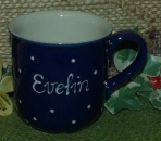 RKT - Namens-Tasse - Ein-Punkt-Blau – Evelin