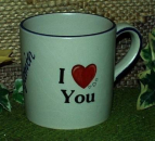 Keramik-Tasse  - Becher mit Wunschname – Motiv: 2 x I love You