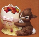 Hase mit offenem Ei - 12,5 cm hoch - Schrühware