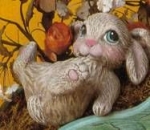 Hase auf Rücken - 9 cm lang - Schrühware