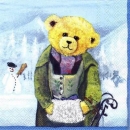 s3747 - Wintertraum - blau - ASGER-Teddy - Servietten - Packung - 20 Stück