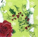 s3796 - Christmas Rose - light green - Servietten - Packung - 20 Stück
